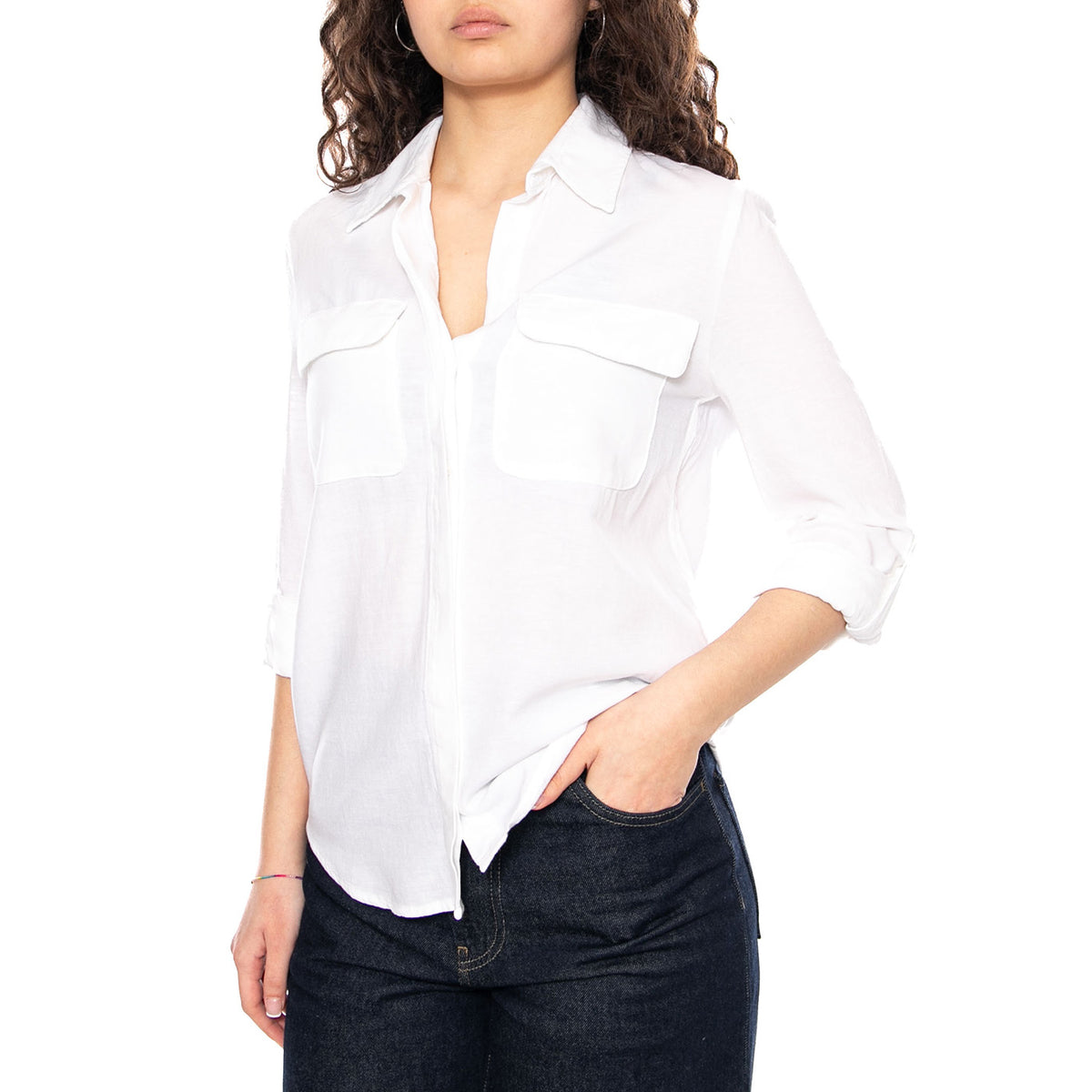 Elaine Utility Shirt - Bright White Cotton Linen - Camicia Donna Bianca 005NJ 0002 LEVIS 