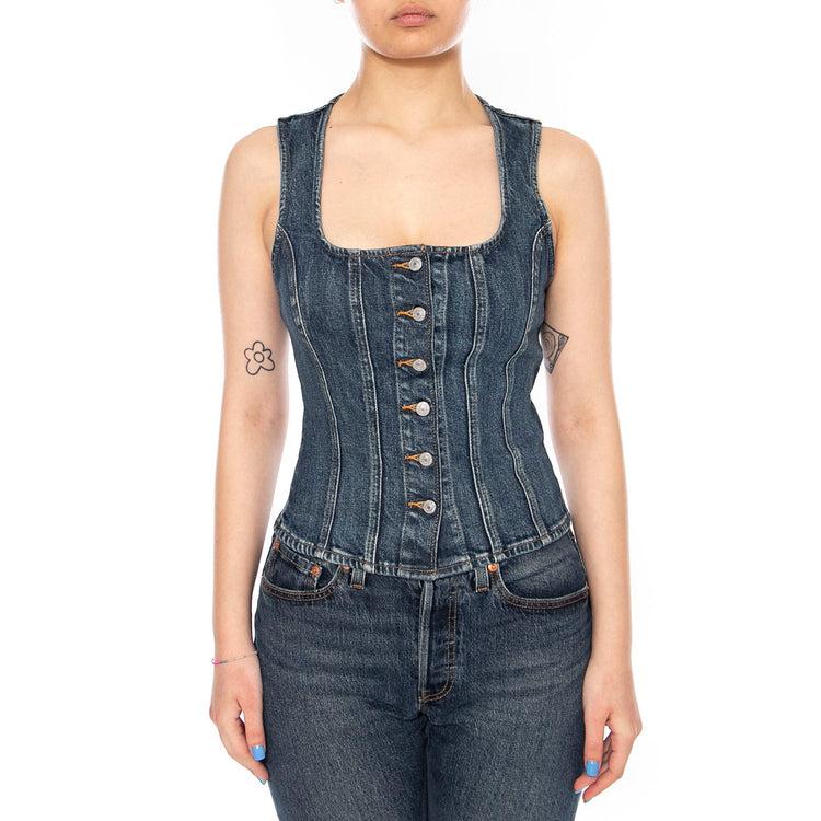 SCULPTED TOP DENIM - Top Denim Jeans Donna Blu 005O30001  LEVIS 