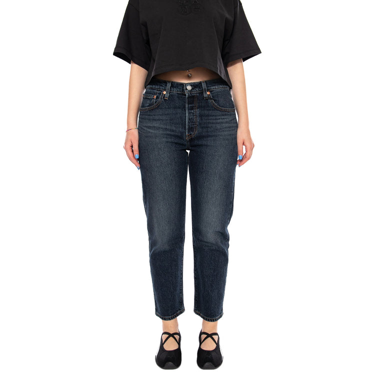 501 CROP APPLY NOW BLUE - Pantaloni Denim Jeans Aderenti Donna Blu 36200 0342 LEVIS 