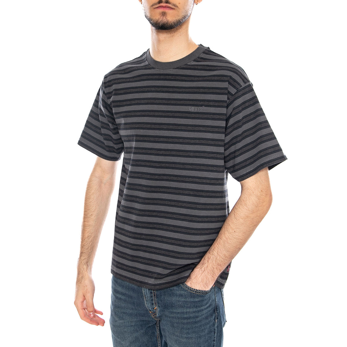 Red Tab Vintage Tee - Rheem Overdye Stripe Smoked Pearl Overdye Grey - Maglietta Girocollo Uomo Multicolore A0637 0191 LEVIS 