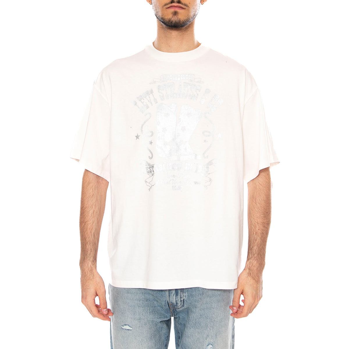 GRAPHIC SHORT STACK TEE SUGAR SWIZZLE - Maglietta Girocollo Uomo Bianca<BR/> A4924 0114 LEVIS 