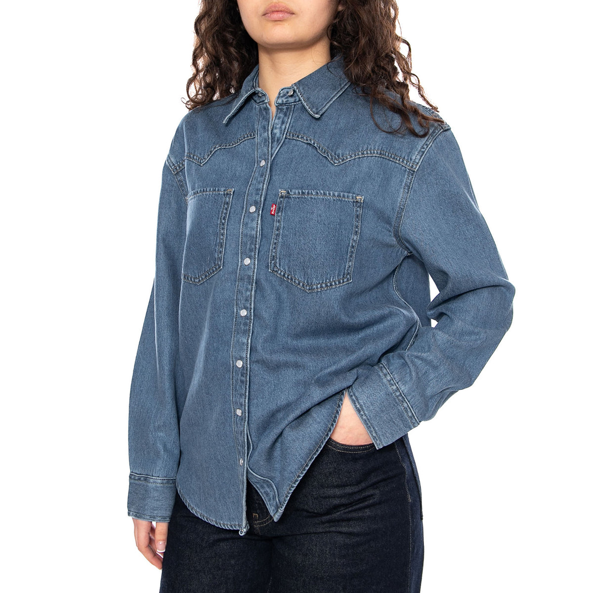 TEODORA WESTERN SHIRT GOING STEADY 7 Med Indigo - Giacca Denim Jeans Donna Blu A7244 0006 LEVIS 