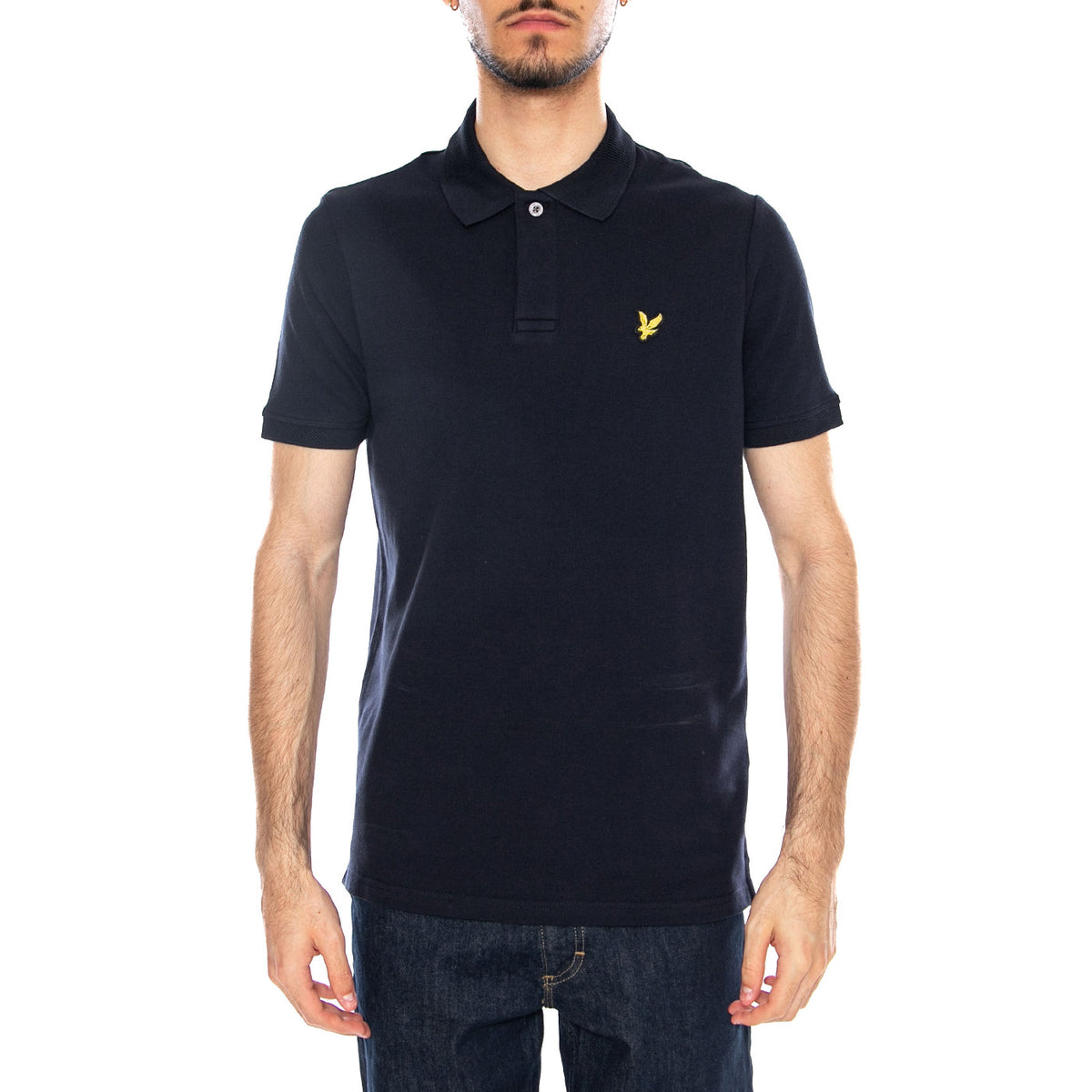 Jacquard Tipped Polo Shirt Dark Navy - Polo Uomo Blu SP2414V Z27 LYLE & SCOTT 