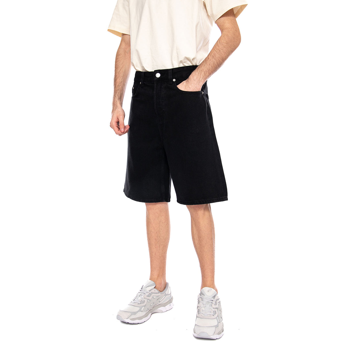 Five Baggy 9893 Pin DNM Shorts VD2 Black - Bermuda Denim Jeans Uomo Neri 22029893 WASHED BLACK ONLY & SONS 