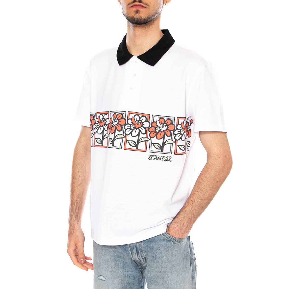 DELFINO FLOWER GUYS POLO - Polo Uomo Bianca SCA-SHT-0948 WHT SANTA CRUZ 
