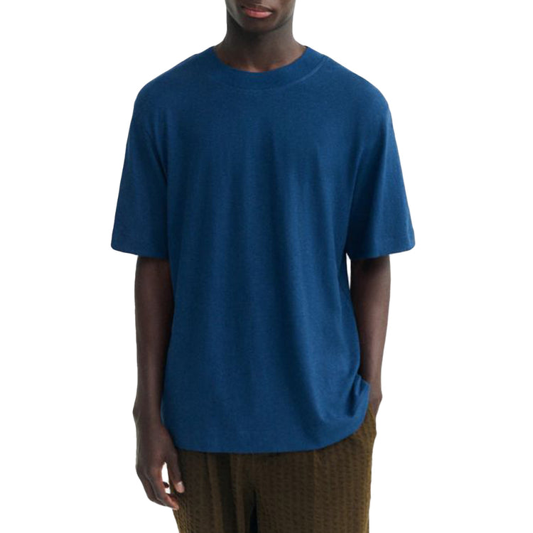 ROY T-SHIRT NAVY HEMP - Maglietta Girocollo Uomo Blu MTS00515 NHP THINKING MU 
