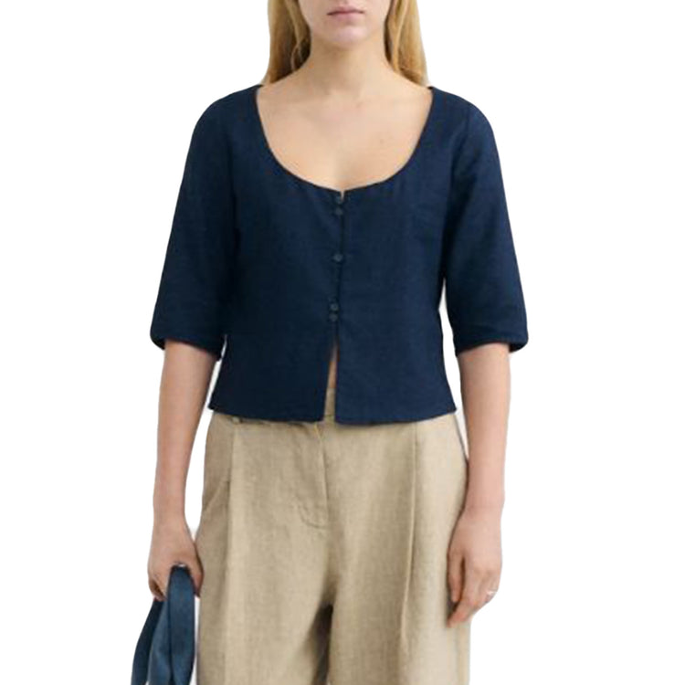 ELARA BLOUSE NAVY - Top Donna Blu WBL00204 NVY THINKING MU 