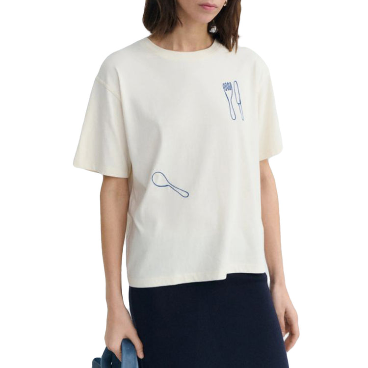 LUCIA TEE WHITE - Maglietta Girocollo Donna Bianca WTS00489 PNT THINKING MU 