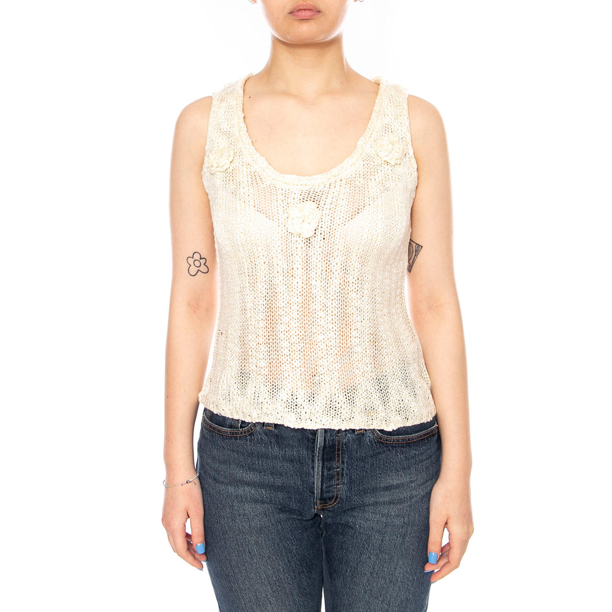 TOP PUNTO CALADO BEIGE - Canotta Donna Beige 61W/10702 BIG WILD PONY 