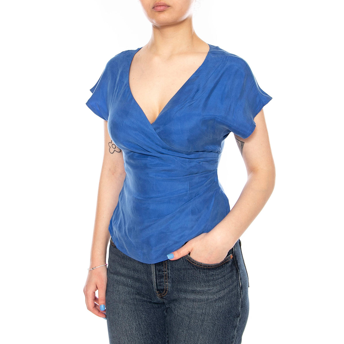 TOP CREPÉ AZUL - Top Donna Blu 61W/11218 BLUE WILD PONY 