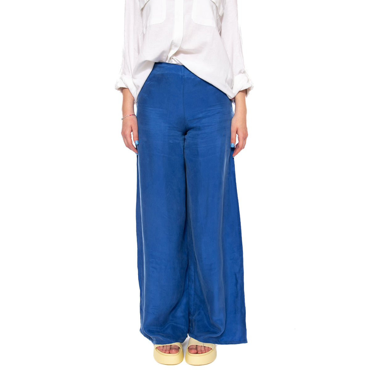 PANTALÓN CREPÉ AZUL - Pantaloni Larghi Donna Blu 61W/11219 BLUE WILD PONY 