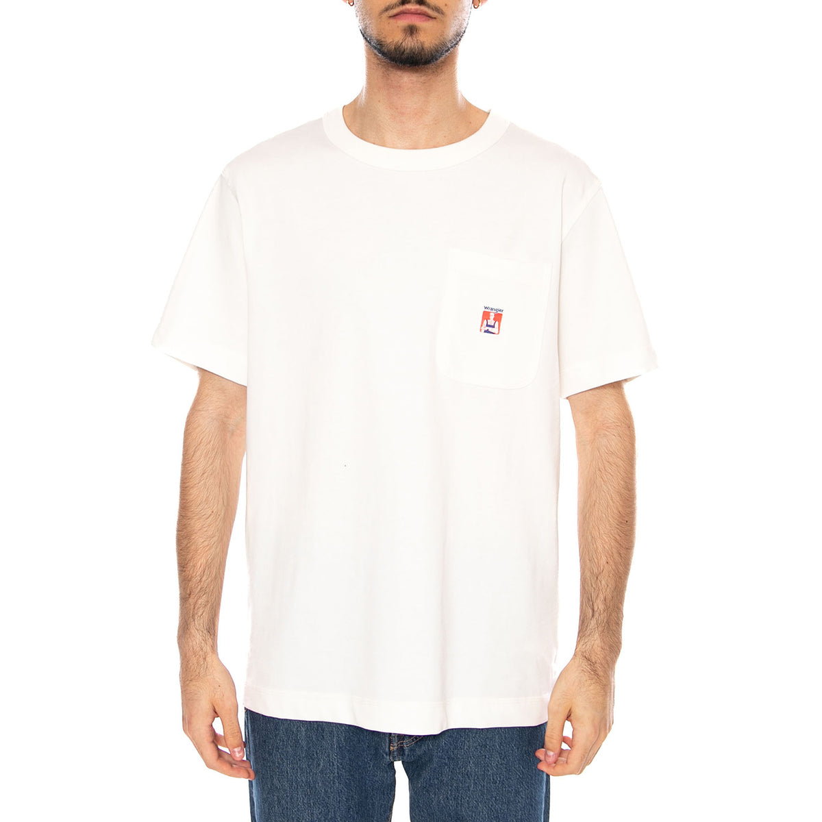 POCKET TEE WORN WHITE - Maglietta Girocollo Uomo Bianca 112371499 WHT WRANGLER 