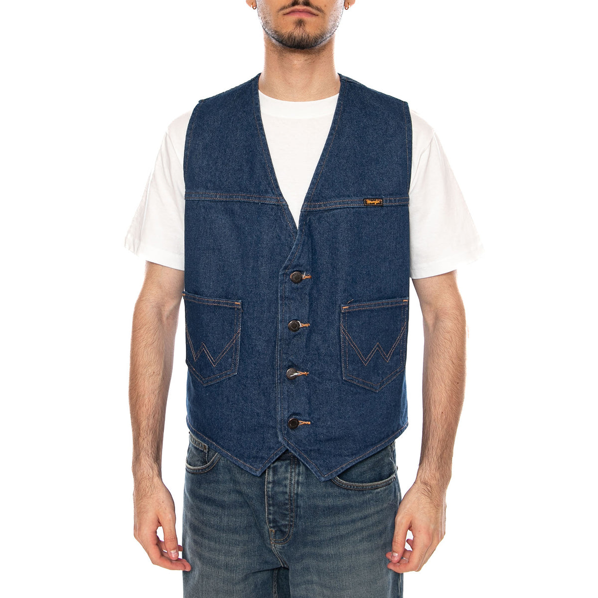 COWBOY CUT VEST PREWASHED INDIGO - Gilet Denim Jeans Uomo Blu 112378789 BL WRANGLER 