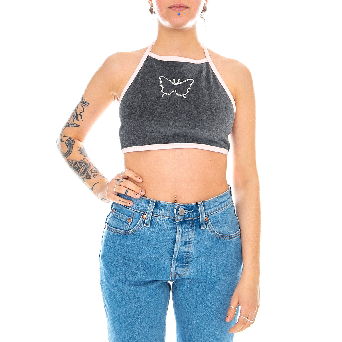 Wm Vans x Sandy Liang Butterfly Tank - Grey / White - Top Donna Grigio VN0A4MWZ1O71 . VANS 