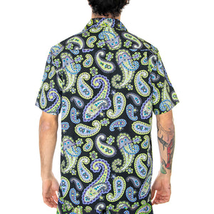 Paisley Woven - Camicia Maniche Corte Uomo Nera / Multicolore BU00145-BLACK . HUF 