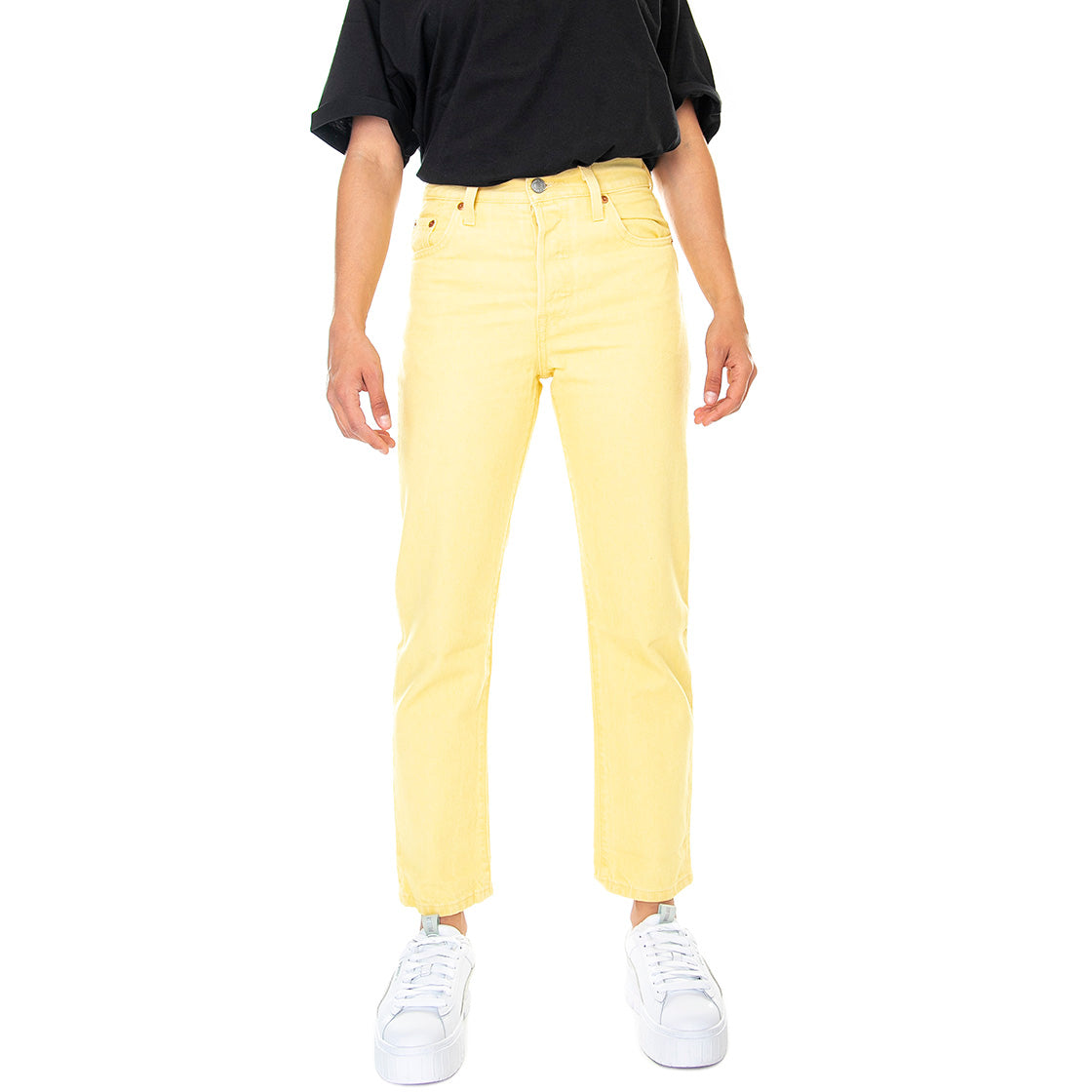 501 Crop Yd Botanical Gardenia - Pantaloni Denim Jeans Donna Gialli / Arancioni 36200-0219 . LEVIS 