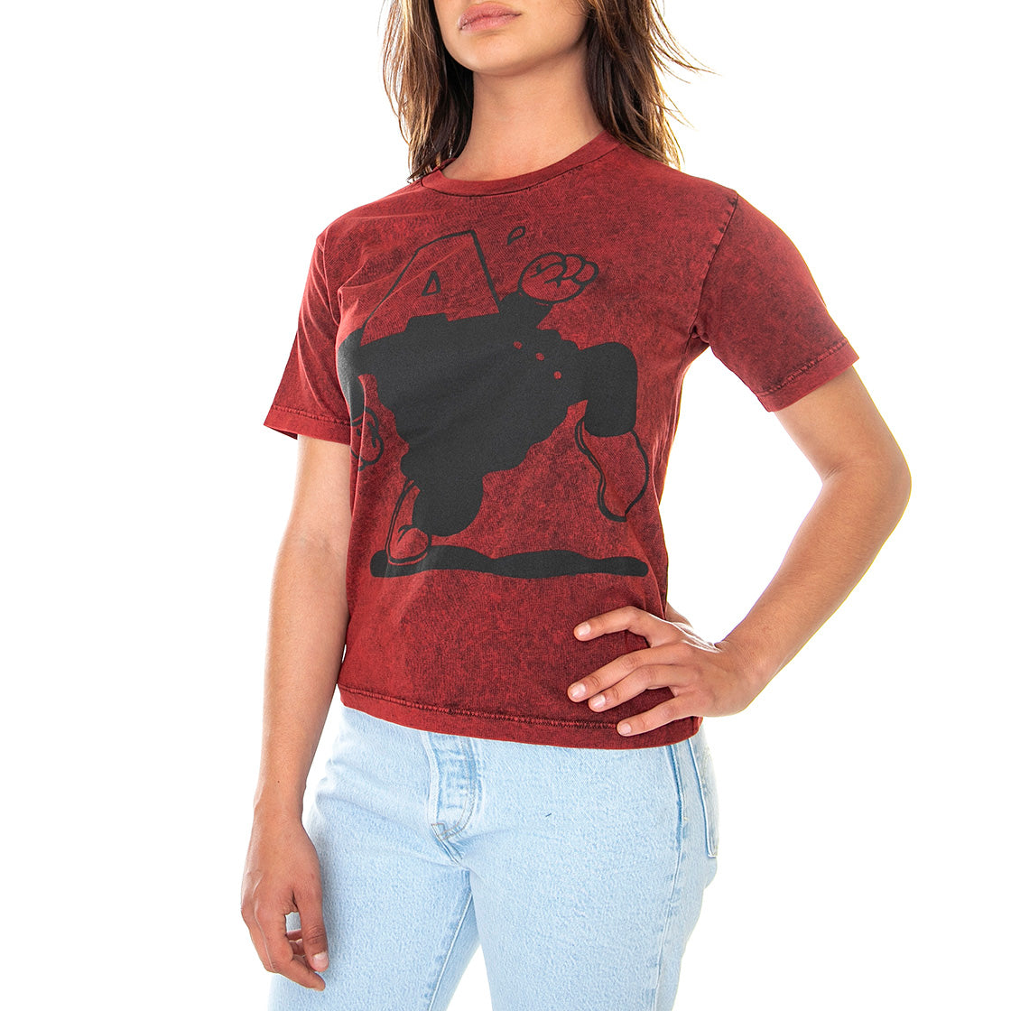 Shrunken Cartoon - Maglietta Girocollo Donna Rossa FRAR60015-RD . ARIES 