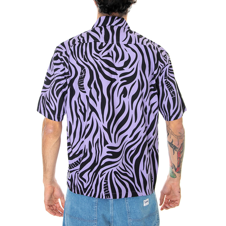 Zebra Print Hawaiian - Camicia Maniche Corte Uomo Multicolore / Lilac SRAR40113-LLC . ARIES 