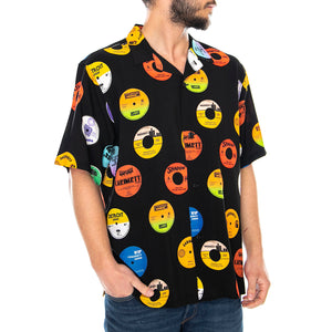 S/S Record Shirt Record Print, Black - Camicia Maniche Corte Uomo Nera / Multicolore I027529.09U.00.03 . CARHARTT WIP 