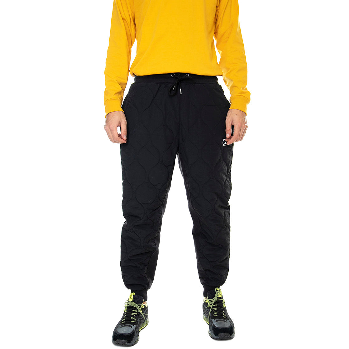 Mens Small Signature Quilted Black Jogging Pants KRCKU213-019-1 . KARL KANI 