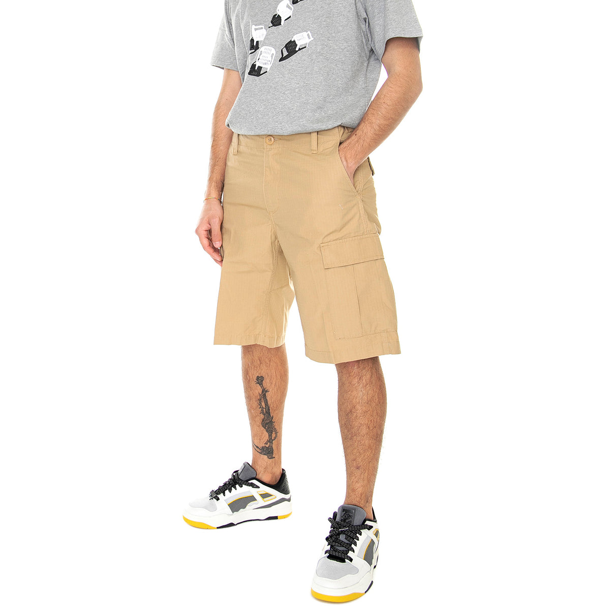 Aviation Short Dusty H Brown Rinsed - Bermuda Uomo Marroni I028245-07E02 . CARHARTT WIP 