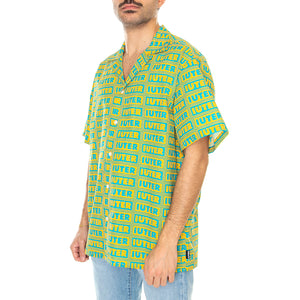 Panel S/S Shirt Canary - Camicia Maniche Corte Uomo Verde / Multicolore 23SIHR10-CANARY . IUTER 