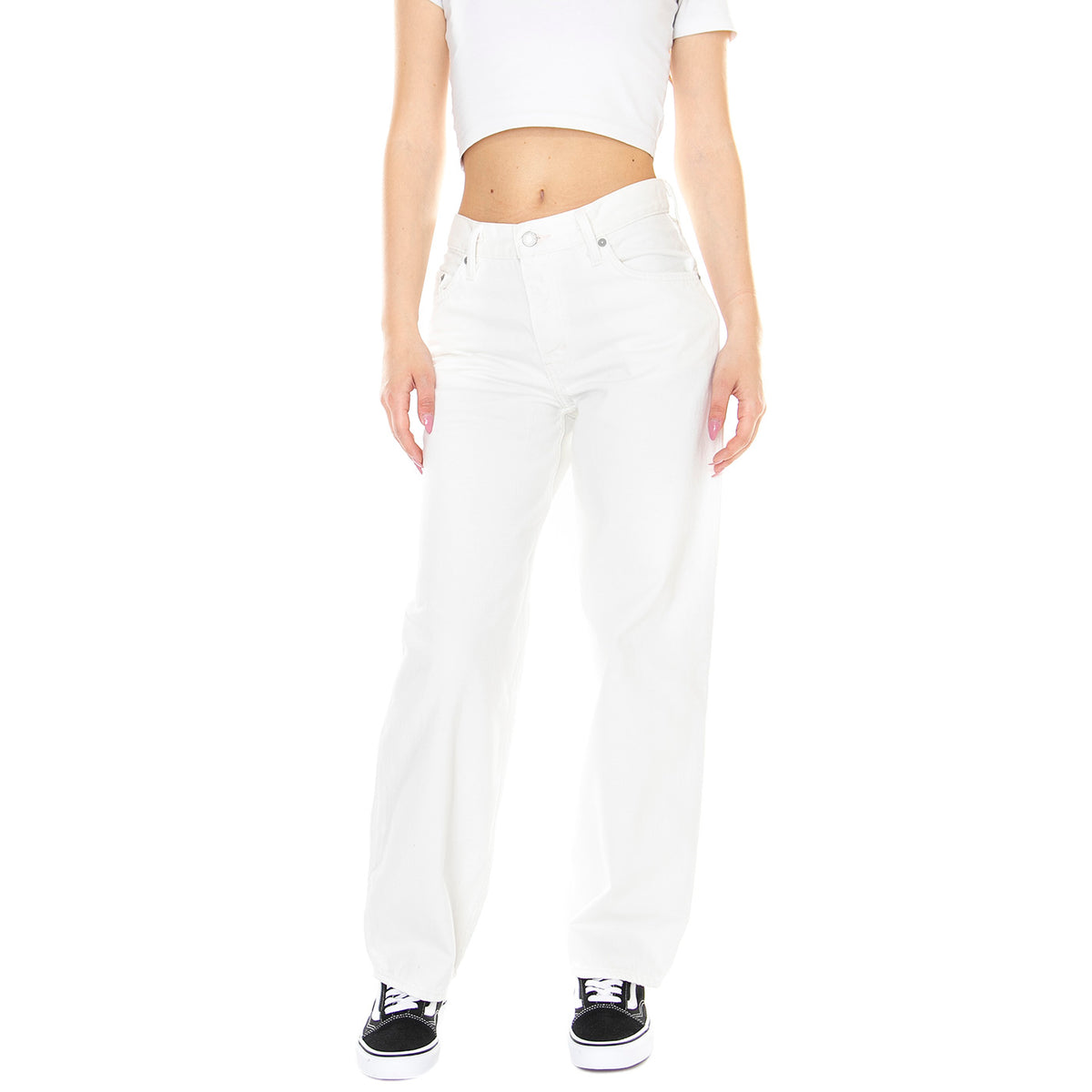 W' Wellthreated Baggy Dad Pale Bloom Neutral - Pantaloni Donna Bianchi A3028-0003 . LEVIS 