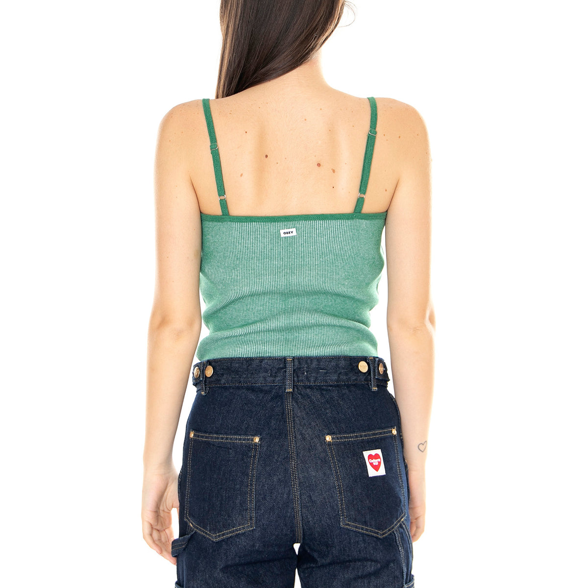 W' Eva Cropped Tank Palm Leaf Multi - Canotta Donna Verde 234050140-PLF . OBEY 
