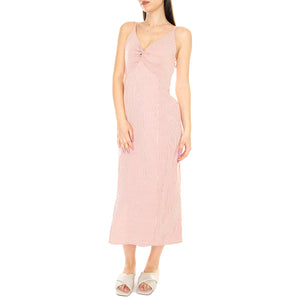 Vestido Midi con Tirantes y Estampado de Rayas Rojas - Abito Donna Rosa 31W/11247 . WILD PONY 