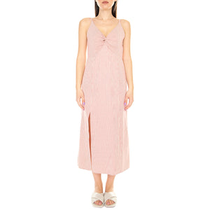 Vestido Midi con Tirantes y Estampado de Rayas Rojas - Abito Donna Rosa 31W/11247 . WILD PONY 