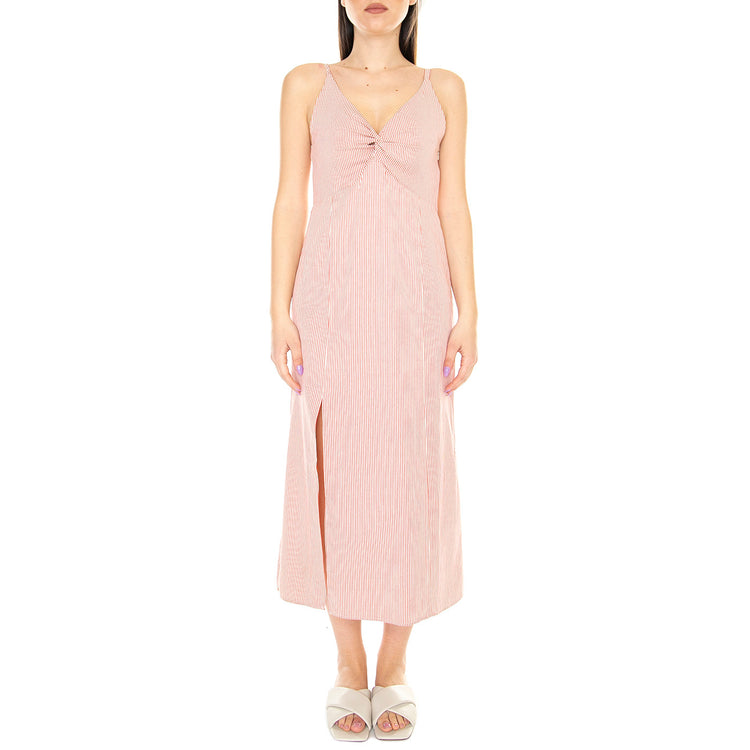 Vestido Midi con Tirantes y Estampado de Rayas Rojas - Abito Donna Rosa 31W/11247 . WILD PONY 