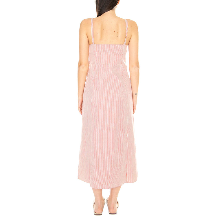 Vestido Midi con Tirantes y Estampado de Rayas Rojas - Abito Donna Rosa 31W/11247 . WILD PONY 