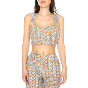 W' Crop Top de Tirantes con Estampado Floral - Top Donna Multicolore 31W/41219 . WILD PONY 