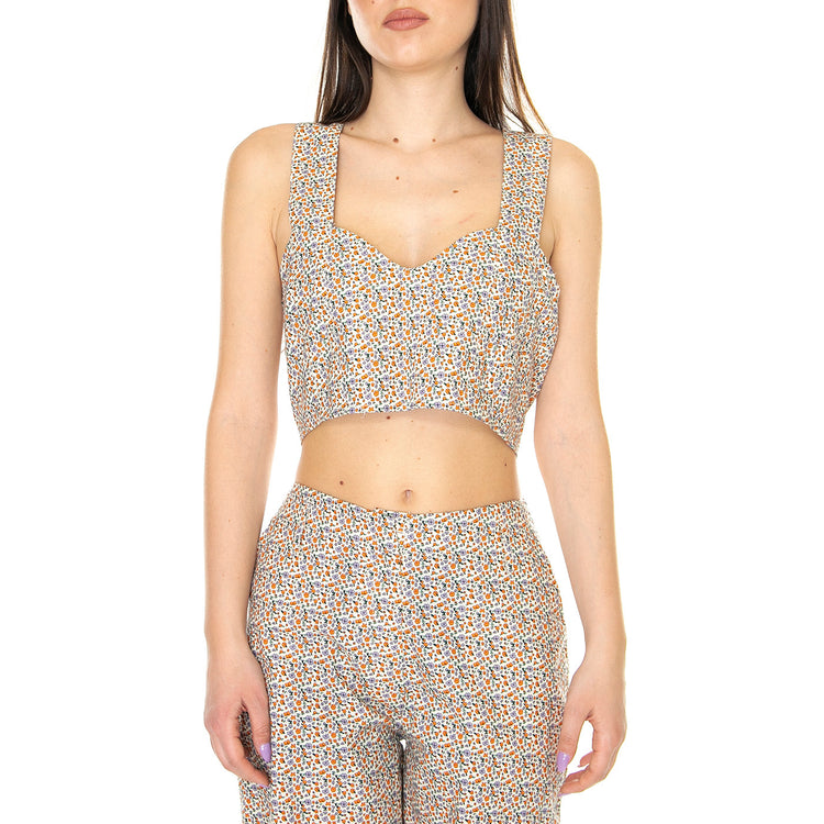 W' Crop Top de Tirantes con Estampado Floral - Top Donna Multicolore 31W/41219 . WILD PONY 