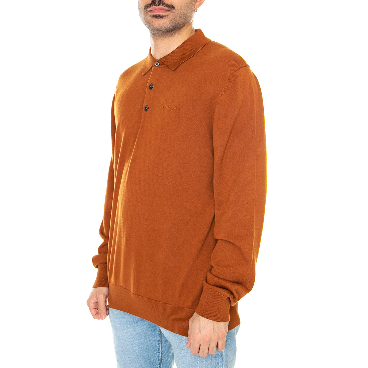 Signature Long Sleeve Polo Caramel - Polo Maniche Lunghe Uomo Marrone 63353-371 . BEN SHERMAN 