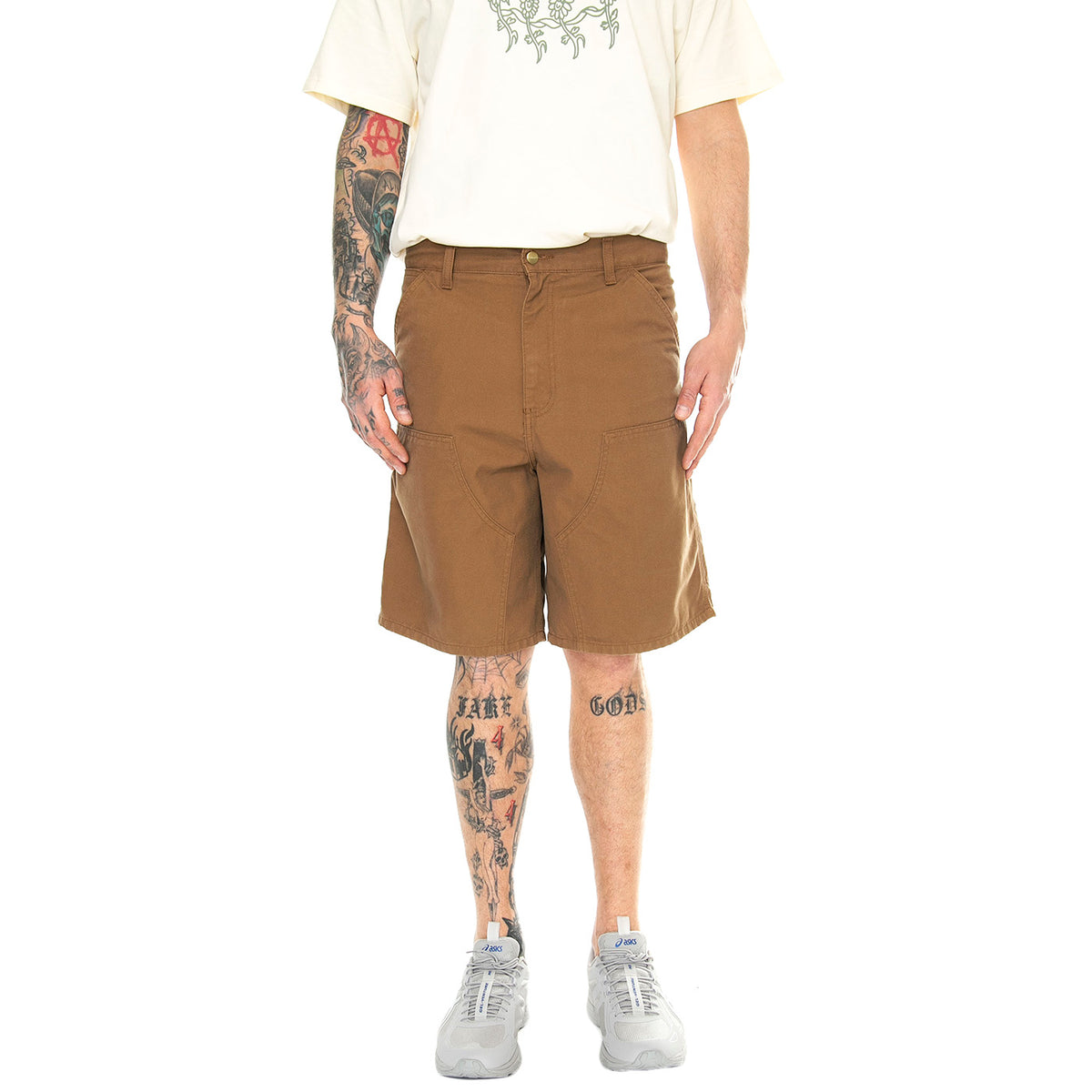 Double Knee Short Hamilton Brown /rinsed - Bermuda Uomo Marroni I033118.HZ02 . CARHARTT WIP 