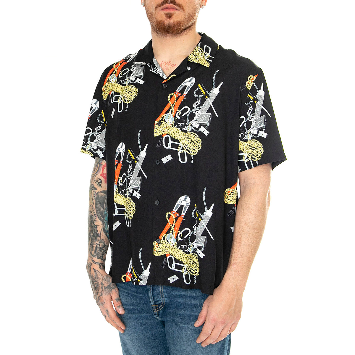 Skidrokyo S/S Resort Top Black - Camicia Maniche Corte Uomo Multicolore BU00201-BLACK . HUF 