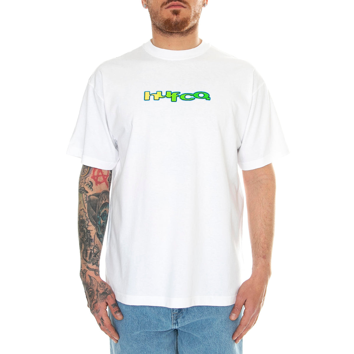 Club House S/S Tee White - Maglietta Girocollo Uomo Bianca TS02176-WHITE . HUF 