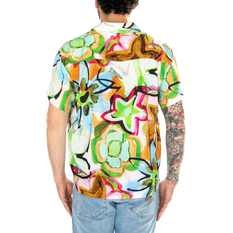 Requiem Woven S/S Golden Shirt Brown Multi - Camicia Maniche Corte Uomo Multicolore 181210402-GBR . OBEY 