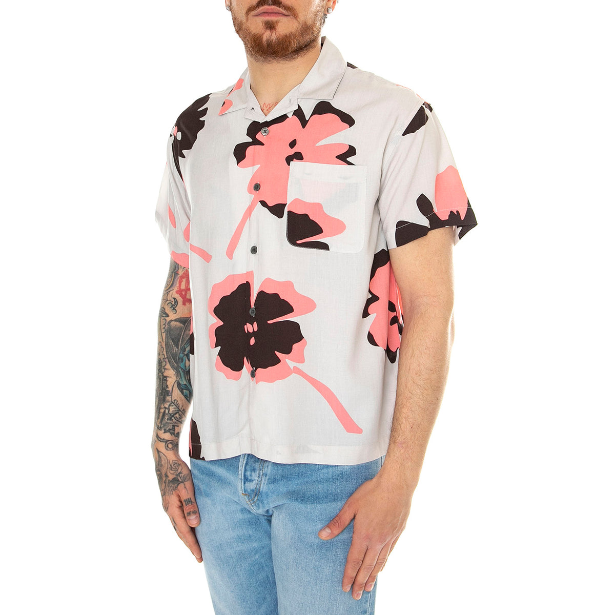 Paper Cuts Woven S/S Nimbus Cloud Multi - Camicia Maniche Corte Uomo Multicolore 181210415-NBC . OBEY 