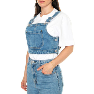 Obey Cropper Overall Denim Top Light Indigo - Top Denim Jeans Donna Blu 284050026-LIN . OBEY 