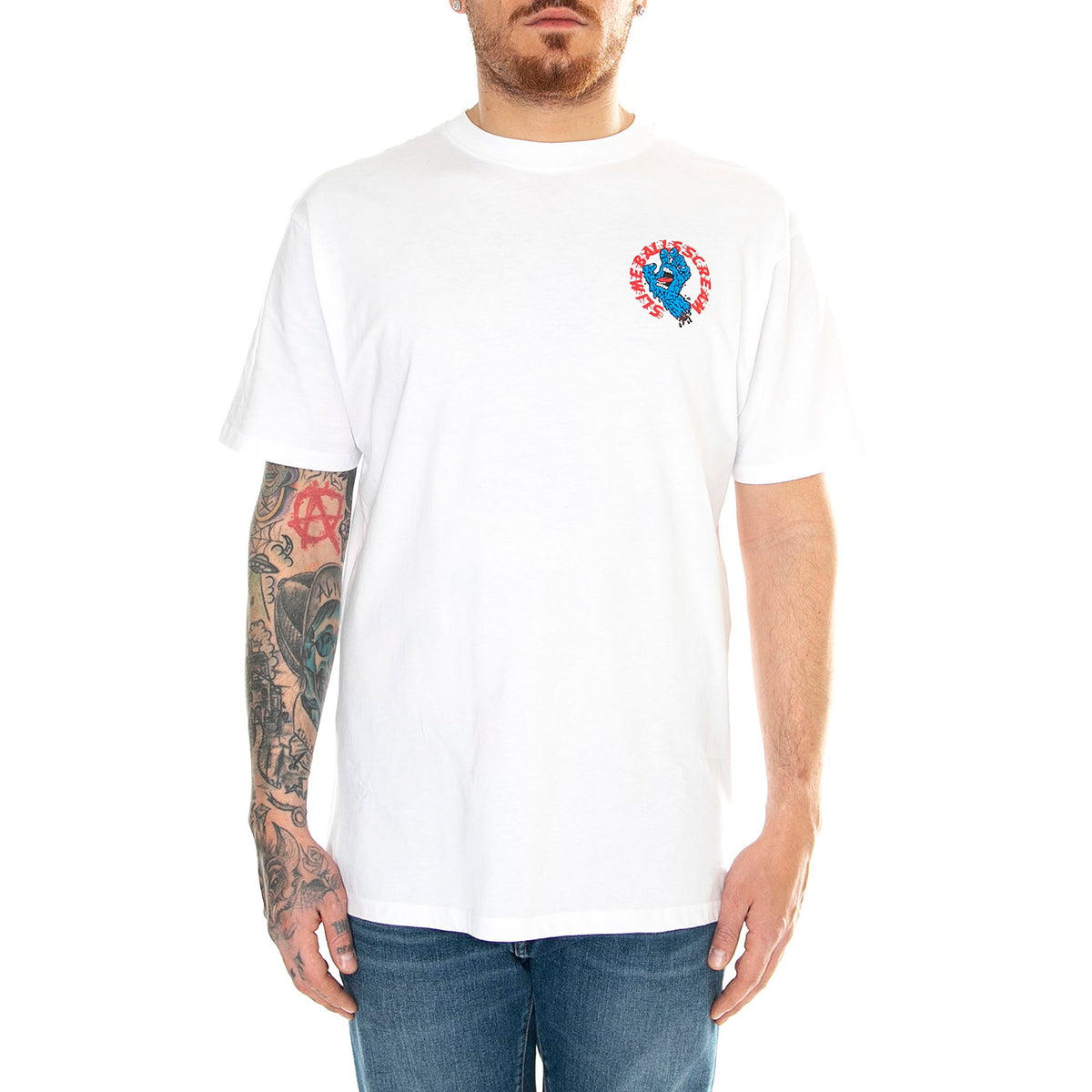 SB Hand White - Maglietta Girocollo Uomo Bianca SCA-TEE-11007 . SANTA CRUZ 