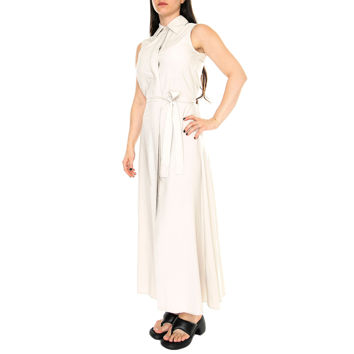 Vestido Largo Camisero Blanco - Abito Donna Bianco 41W/11228 . WILD PONY 