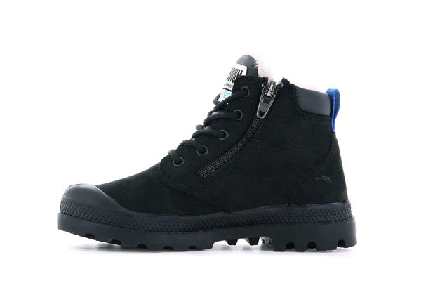 Pampa Hi Cuff Wps Oz Black / Black - Scarpe Stringate Profilo Alto Bambini Nere PAK57217-010-M . PALLADIUM 