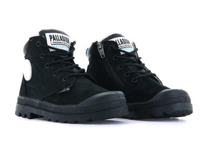 Pampa Hi Cuff Wps Oz Black / Black - Scarpe Stringate Profilo Alto Bambini Nere PAK57217-010-M . PALLADIUM 