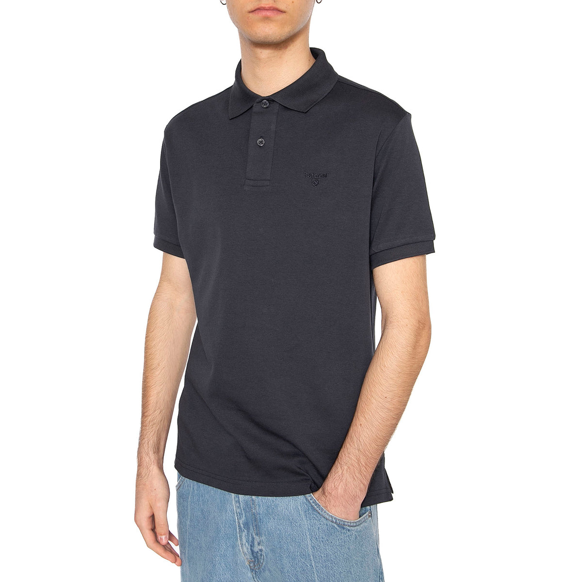 Hylton Interlock Polo Shirt Navy - Polo Uomo Blu MML1445-NAVY . BARBOUR 