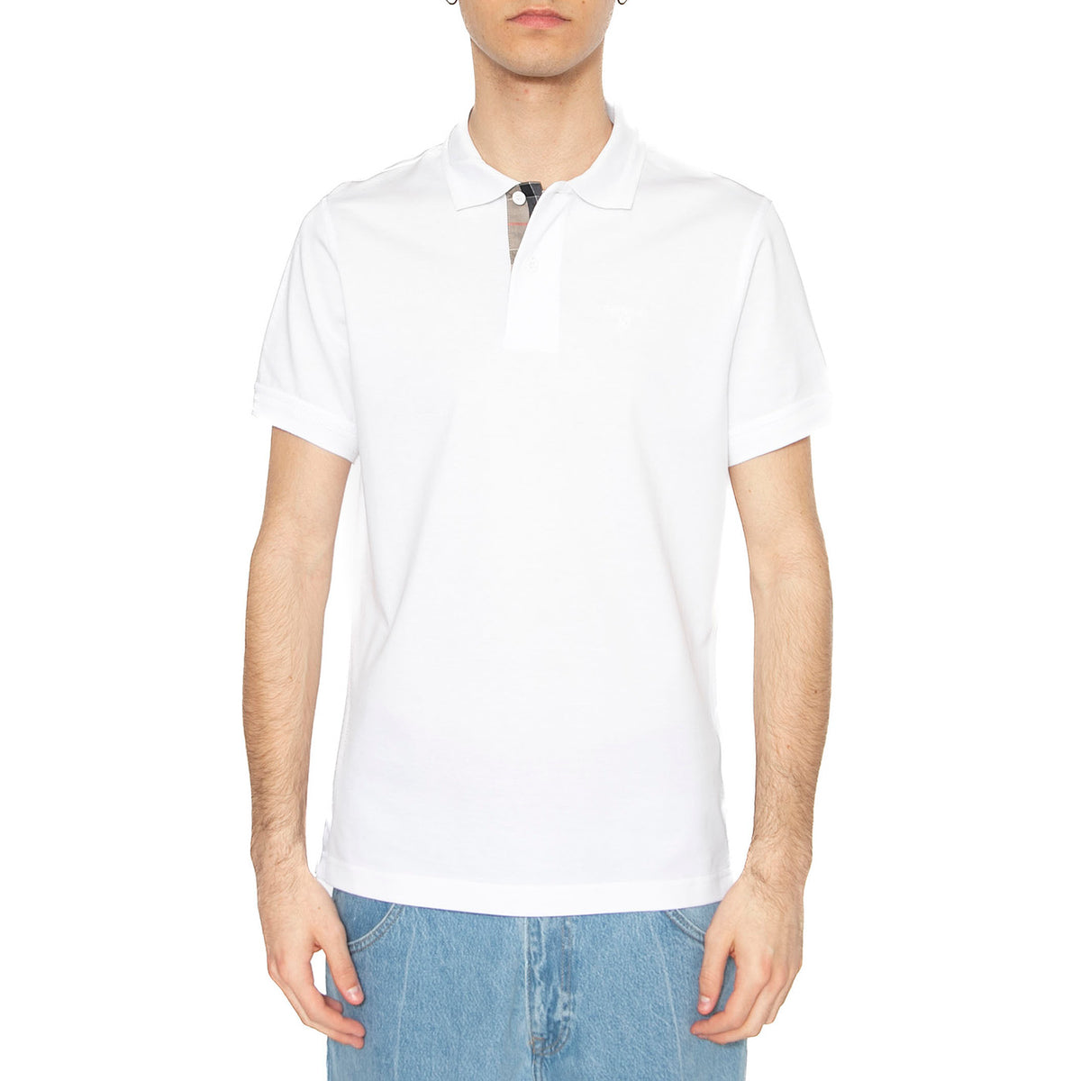 Premium Tartan Piquet Polo White - Polo Uomo Bianca MML1464-WHITE . BARBOUR 