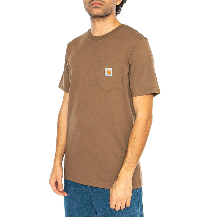 S/S Pocket T-Shirt Coconut - Maglietta Girocollo Uomo Marrone I030434.2LTXX . CARHARTT WIP 