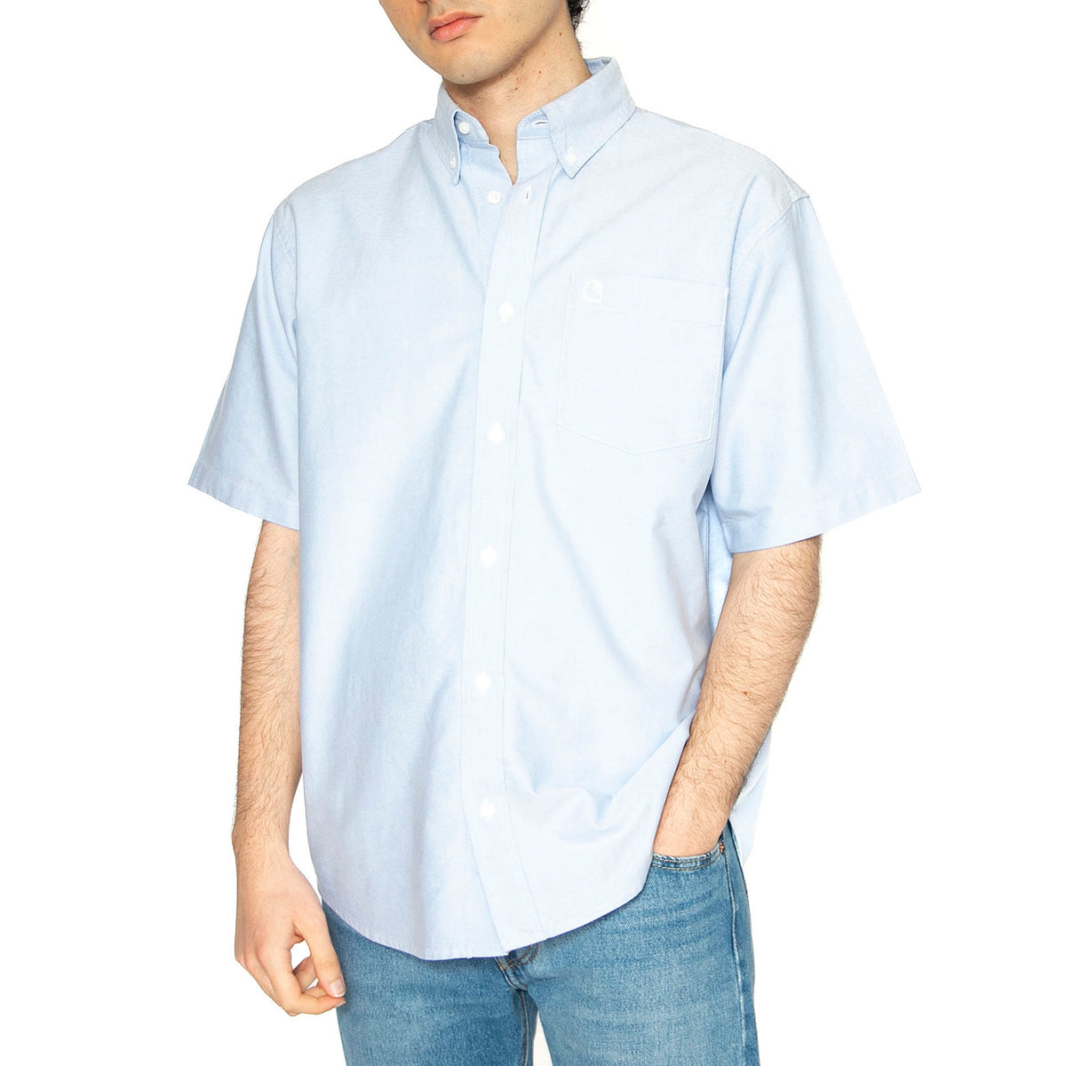 S/S Braxton Shirt Bleach / Wax - Camicia Maniche Corte Uomo Blu I031454.1ONXX . CARHARTT WIP 