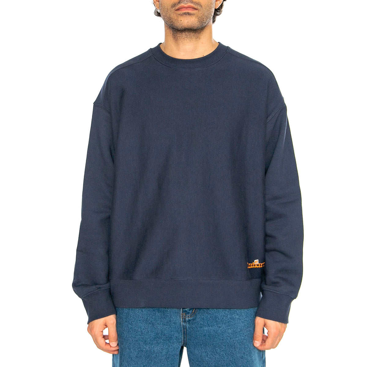 Label Script Sweat Blue - Felpa Girocollo Uomo Blu I034429.01XX . CARHARTT WIP 